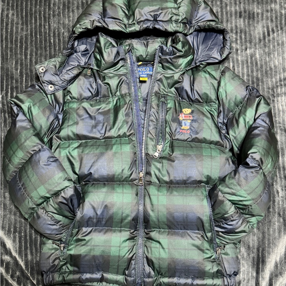 Polo Ralph Lauren Green Plaid Puffer Jacket